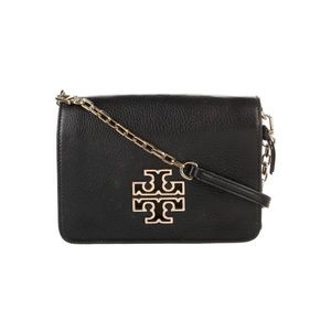 Tory Burch Black Leather Crossbody Bag - Gold-Tone Hardware